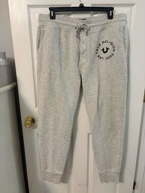 True Religion Light Gray Sweatpants with Logo